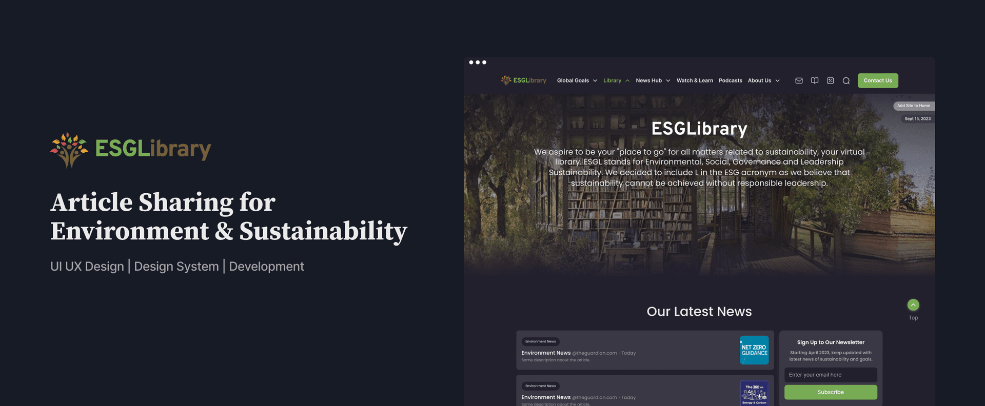 ESGLibrary — Sustainability Platform — case study by Devigners